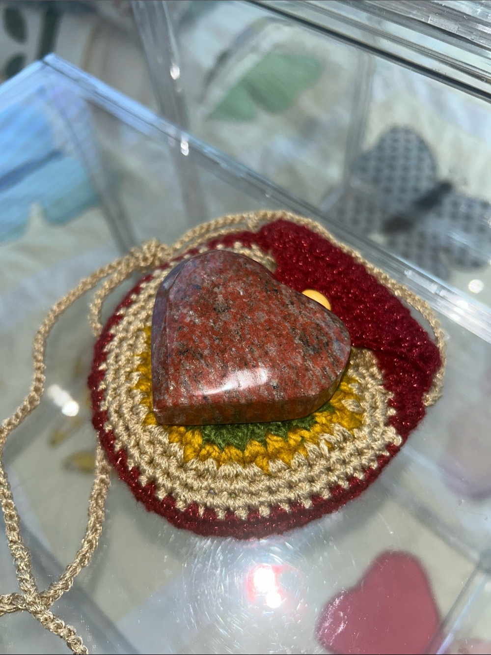 Jasper Stone Heart Grounding Stone Improves Focus & Strength 2.5” x 2.25” NWT